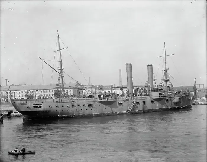 Framed Print : U.S.S. Chicago at Brooklyn Navy Yard, between 1890 and 1901. Creator: Unknown Framed Print : U.S.S. Chicago at Brooklyn Navy Yard, between 1890 and 1901. Creator: Unknown