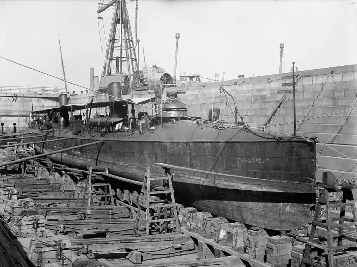 Framed Print : U.S.S. Foote in dry dock, between 1897 and 1901. Creator: Unknown Framed Print : U.S.S. Foote in dry dock, between 1897 and 1901. Creator: Unknown