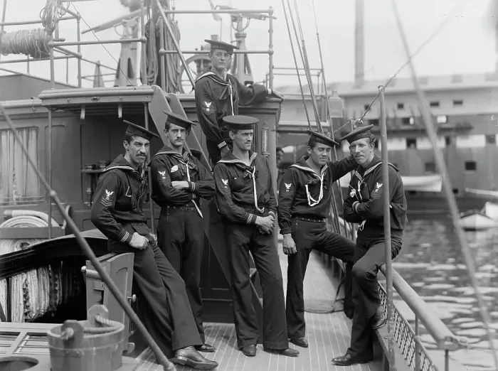 Framed Print : U.S.S. Huntress, crew, 1898. Creator: Unknown Framed Print : U.S.S. Huntress, crew, 1898. Creator: Unknown