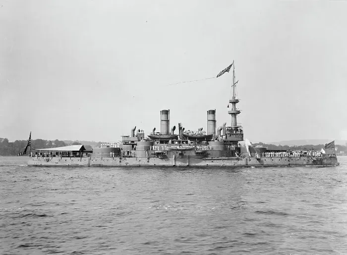 Framed Print : U.S.S. Indiana, between 1895 and 1901. Creator: Unknown Framed Print : U.S.S. Indiana, between 1895 and 1901. Creator: Unknown
