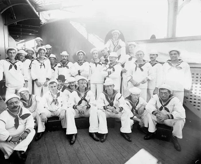 Framed Print : U.S.S. Indiana, group of sailors, 1898 Sept 3. Creator: Unknown