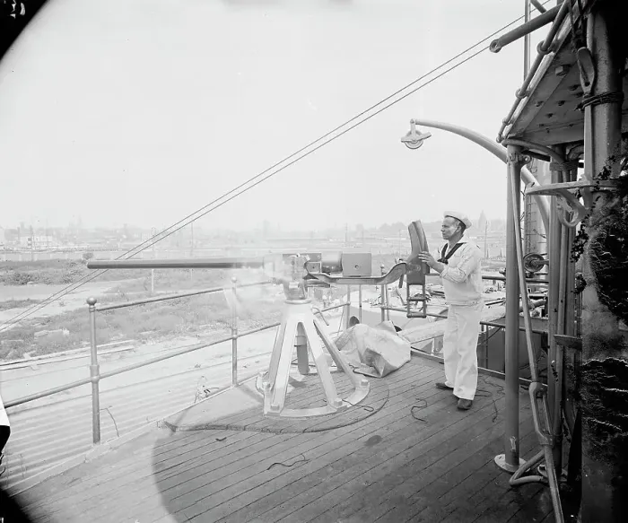 Framed Print : U.S.S. Iowa, 6 pounder, ca 1898. Creator: Unknown Framed Print : U.S.S. Iowa, 6 pounder, ca 1898. Creator: Unknown