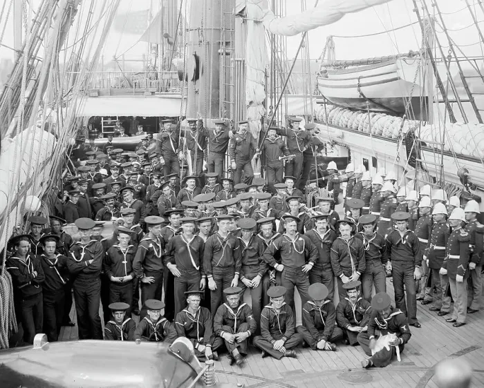 Framed Print : U.S.S. Kearsarge, ship's company, between 1890 and 1894. Creator: Unknown Framed Print : U.S.S. Kearsarge, ship's company, between 1890 and 1894. Creator: Unknown