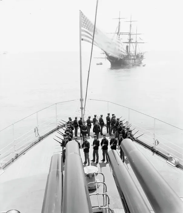 Framed Print : U.S.S. Kentucky, Marines drilling, 1900 or 1901. Creator: Unknown Framed Print : U.S.S. Kentucky, Marines drilling, 1900 or 1901. Creator: Unknown