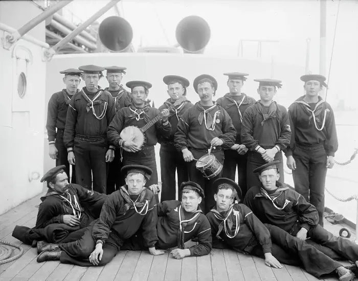 Framed Print : U.S.S. Maine, bachelors glee club, 1896. Creator: Byron Company Framed Print : U.S.S. Maine, bachelors glee club, 1896. Creator: Byron Company