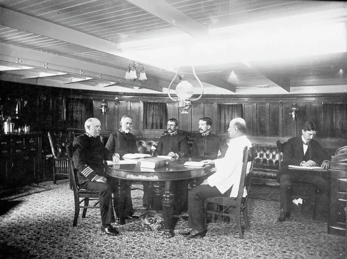 Framed Print : U.S.S. Maine Board of Inquiry into destruction of Maine, between 1898 and 1901. Creator: Unknown Framed Print : U.S.S. Maine Board of Inquiry into destruction of Maine, between 1898 and 1901. Creator: Unknown