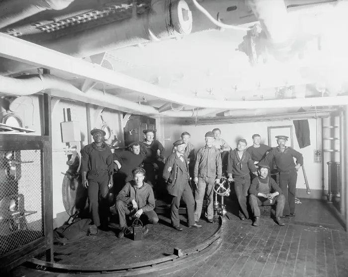 Framed Print : U.S.S. Maine, gunner's gang, 1896. Creator: William H. Jackson Framed Print : U.S.S. Maine, gunner's gang, 1896. Creator: William H. Jackson