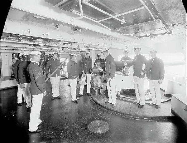 U.S.S. Massachusetts, 6 inch gun and crew, between 1896 and 1901. Creator: Unknown