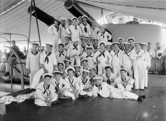 Framed Print : U.S.S. Massachusetts, apprentices, between 1896 and 1901. Creator: Unknown Framed Print : U.S.S. Massachusetts, apprentices, between 1896 and 1901. Creator: Unknown