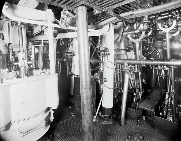 Framed Print : U.S.S. Massachusetts, engine room, between 1896 and 1901. Creator: Unknown Framed Print : U.S.S. Massachusetts, engine room, between 1896 and 1901. Creator: Unknown