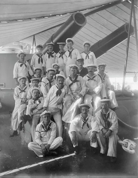 Framed Print : U.S.S. Massachusetts, group of sailors, 1894. Creator: Unknown Framed Print : U.S.S. Massachusetts, group of sailors, 1894. Creator: Unknown