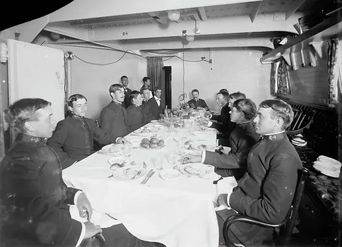 Framed Print : U.S.S. Massachusetts, junior officers mess, between 1896 and 1901. Creator: Unknown Framed Print : U.S.S. Massachusetts, junior officers mess, between 1896 and 1901. Creator: Unknown
