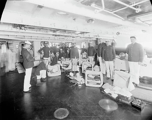 U.S.S. Massachusetts, kit inspection, between 1896 and 1901. Creator: William H. Jackson
