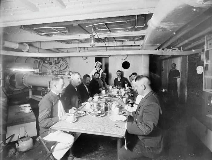 Framed Print : U.S.S. Massachusetts, petty officers mess, between 1896 and 1901. Creator: Unknown Framed Print : U.S.S. Massachusetts, petty officers mess, between 1896 and 1901. Creator: Unknown