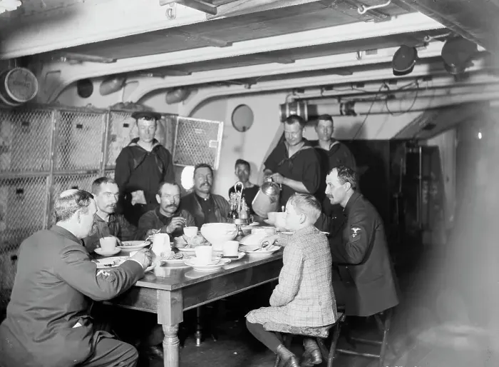 Framed Print : U.S.S. Massachusetts, petty officers mess, between 1896 and 1901. Creator: Unknown Framed Print : U.S.S. Massachusetts, petty officers mess, between 1896 and 1901. Creator: Unknown