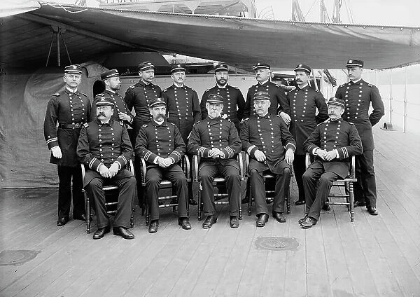U.S.S. Miantonomoh, Capt. Montgomery Sicard and officers, between 1890 and 1901. Creator: Unknown