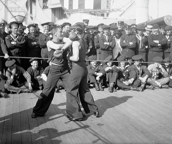 U.S.S. New York, a 4-round bout, anniversary of Santiago, 1899 July 3. Creator: Unknown