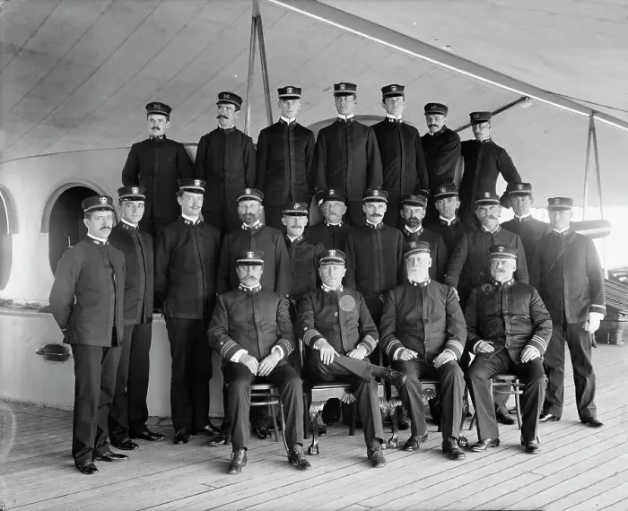 Framed Print : U.S.S. New York, Capt. Chadwick and officers, between 1893 and 1901. Creator: William H. Jackson Framed Print : U.S.S. New York, Capt. Chadwick and officers, between 1893 and 1901. Creator: William H. Jackson