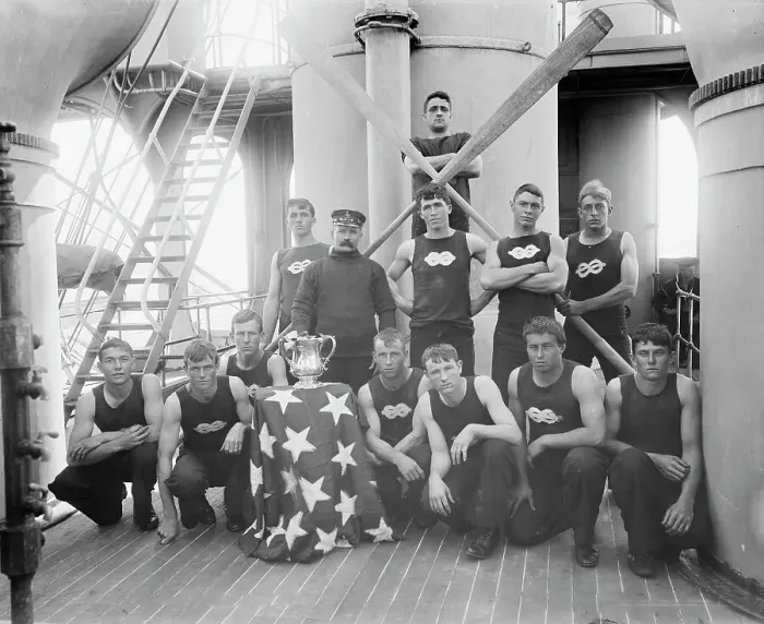 Framed Print : U.S.S. New York, a champion boat crew, between 1893 and 1901. Creator: William H. Jackson Framed Print : U.S.S. New York, a champion boat crew, between 1893 and 1901. Creator: William H. Jackson