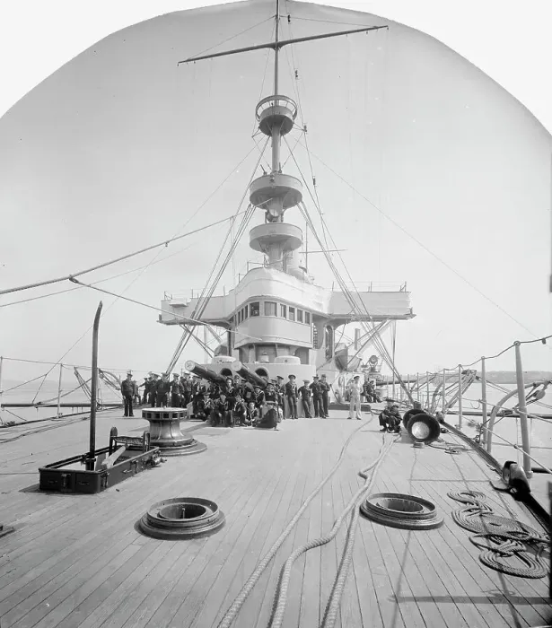 Framed Print : U.S.S. New York, forecastle deck, between 1893 and 1901. Creator: William H. Jackson Framed Print : U.S.S. New York, forecastle deck, between 1893 and 1901. Creator: William H. Jackson