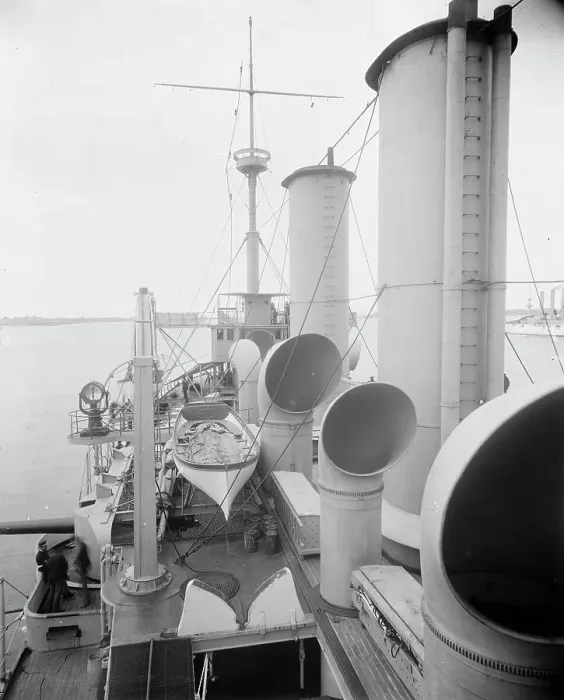 Framed Print : U.S.S. New York, looking aft from bridge, between 1893 and 1901. Creator: William H. Jackson Framed Print : U.S.S. New York, looking aft from bridge, between 1893 and 1901. Creator: William H. Jackson