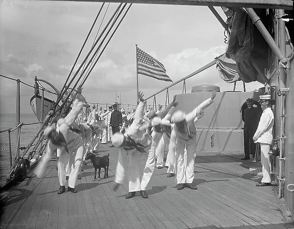 U.S.S. New York, morning exercise, between 1893 and 1901. Creator: William H. Jackson