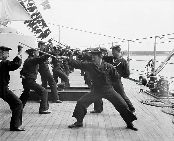 U.S.S. New York, single stick exercise, between 1893 and 1901. Creator: Unknown
