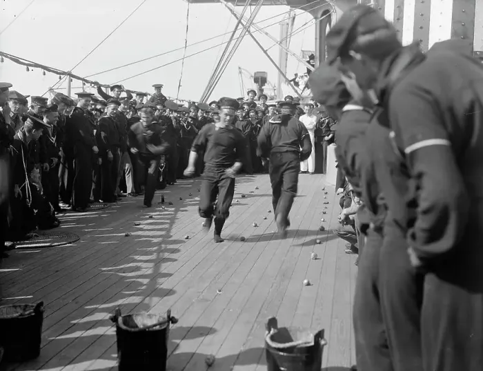 Framed Print : U.S.S. New York, spud race, anniversary of Santiago, 1899 July 3. Creator: Unknown Framed Print : U.S.S. New York, spud race, anniversary of Santiago, 1899 July 3. Creator: Unknown