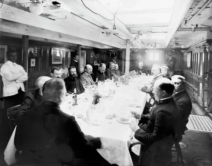 Framed Print : U.S.S. New York, ward room [i.e. wardroom] mess, between 1893 and 1901. Creator: William H. Jackson