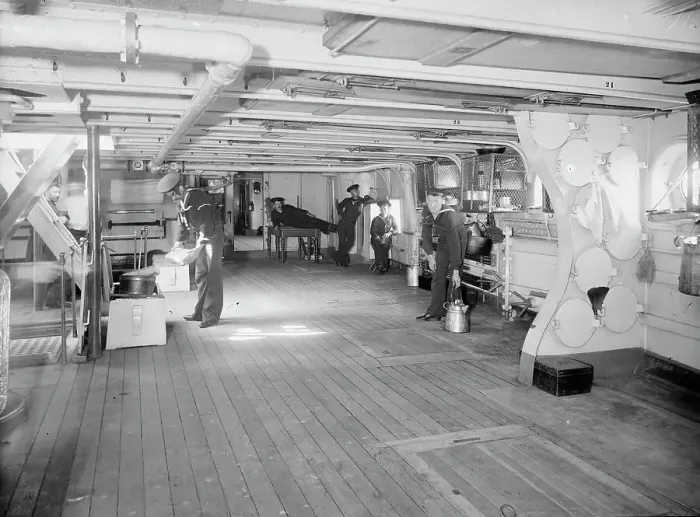 Framed Print : U.S.S. Newark, berth deck, between 1891 and 1901. Creator: William H. Jackson Framed Print : U.S.S. Newark, berth deck, between 1891 and 1901. Creator: William H. Jackson