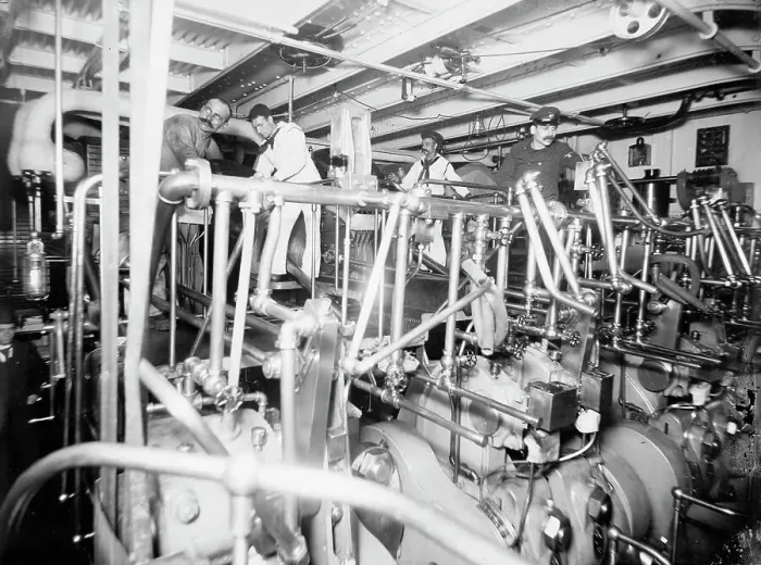 Framed Print : U.S.S. Newark, engine room, between 1891 and 1901. Creator: William H. Jackson Framed Print : U.S.S. Newark, engine room, between 1891 and 1901. Creator: William H. Jackson