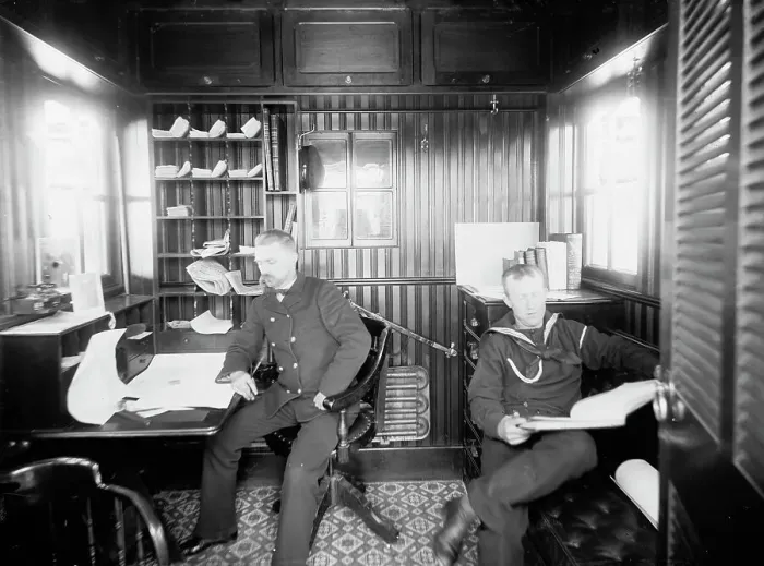 Framed Print : U.S.S. Newark, executive officer's office, between 1891 and 1901. Creator: Unknown Framed Print : U.S.S. Newark, executive officer's office, between 1891 and 1901. Creator: Unknown
