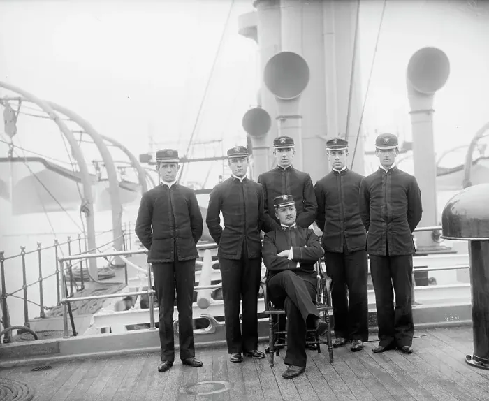 Framed Print : U.S.S. Newark, junior officers, between 1891 and 1901. Creator: Unknown Framed Print : U.S.S. Newark, junior officers, between 1891 and 1901. Creator: Unknown