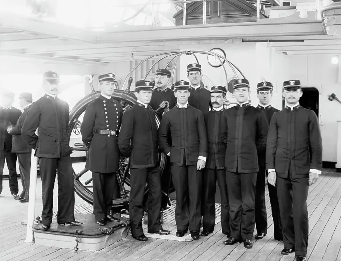 Framed Print : U.S.S. Newark, junior officers, between 1891 and 1901. Creator: Unknown Framed Print : U.S.S. Newark, junior officers, between 1891 and 1901. Creator: Unknown