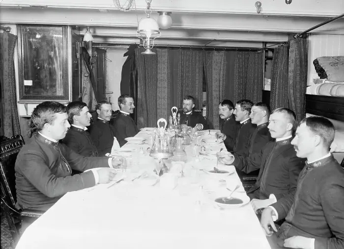 Framed Print : U.S.S. Newark, junior officers mess, between 1891 and 1901. Creator: Unknown Framed Print : U.S.S. Newark, junior officers mess, between 1891 and 1901. Creator: Unknown