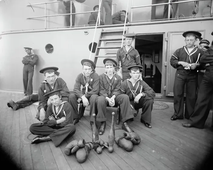 Framed Print : U.S.S. Oregon, the athletes, between 1896 and 1901. Creator: Unknown Framed Print : U.S.S. Oregon, the athletes, between 1896 and 1901. Creator: Unknown