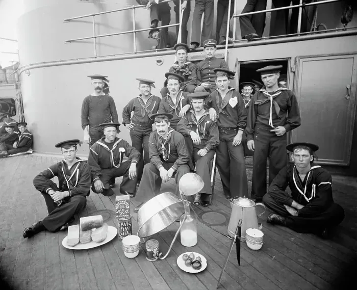 Framed Print : U.S.S. Oregon, berth deck cooks, between 1896 and 1901. Creator: Unknown Framed Print : U.S.S. Oregon, berth deck cooks, between 1896 and 1901. Creator: Unknown