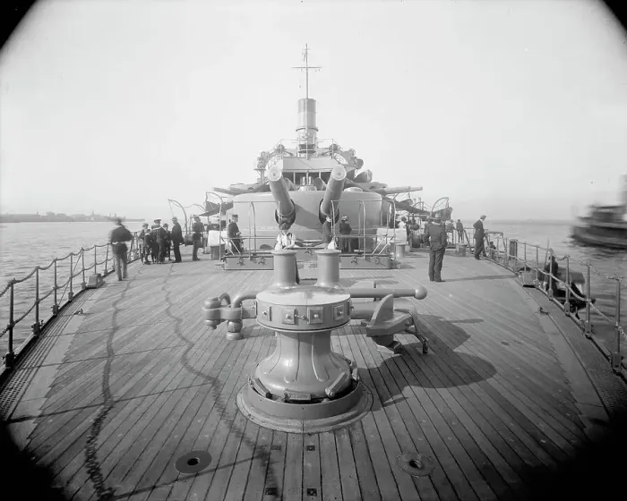 Framed Print : U.S.S. Oregon, quarter deck, between 1896 and 1901. Creator: William H. Jackson Framed Print : U.S.S. Oregon, quarter deck, between 1896 and 1901. Creator: William H. Jackson