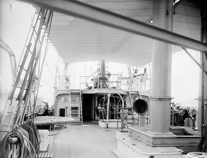 Framed Print : U.S.S. Petrel, quarter deck, between 1889 and 1901. Creator: William H. Jackson Framed Print : U.S.S. Petrel, quarter deck, between 1889 and 1901. Creator: William H. Jackson