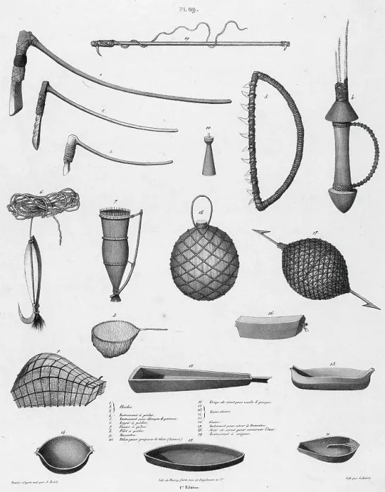 Framed Print : Utensils of the inhabitants of the Caroline Islands, 19th century. Creators: Alexander Postels, Godefroy Engelmann Framed Print : Utensils of the inhabitants of the Caroline Islands, 19th century. Creators: Alexander Postels, Godefroy Engelmann