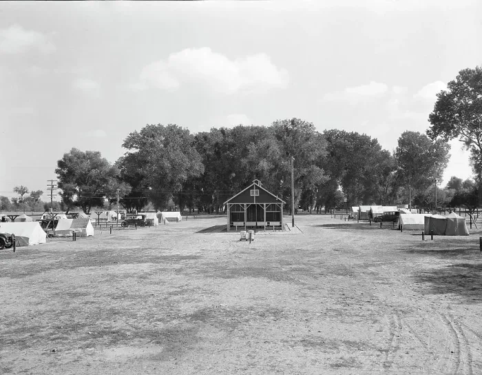 Framed Print : Utility unit and camp sites, Marysville camp for migrants, California, 1935. Creator: Dorothea Lange Framed Print : Utility unit and camp sites, Marysville camp for migrants, California, 1935. Creator: Dorothea Lange