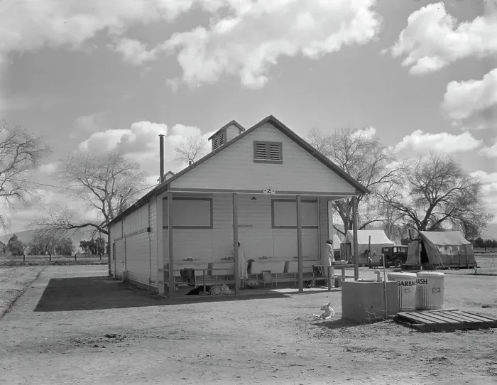 Framed Print : Utility units at Marysville resettlement camp, California, 1936. Creator: Dorothea Lange Framed Print : Utility units at Marysville resettlement camp, California, 1936. Creator: Dorothea Lange