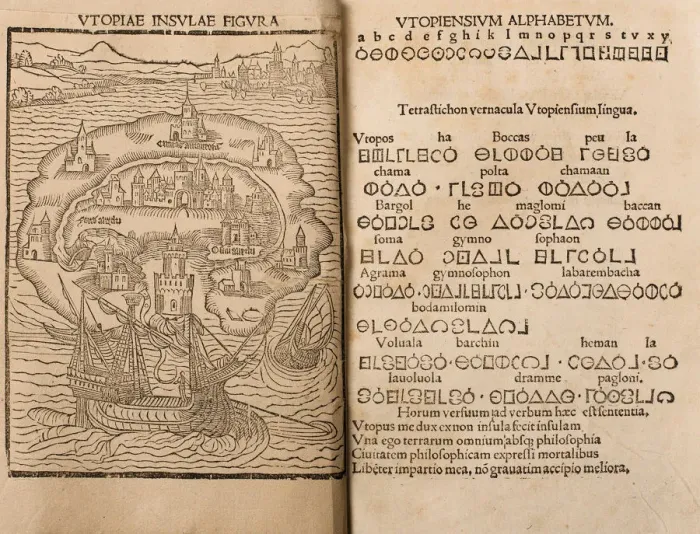Framed Print : Utopia by Thomas More, 1516. Artist: Anonymous Framed Print : Utopia by Thomas More, 1516. Artist: Anonymous