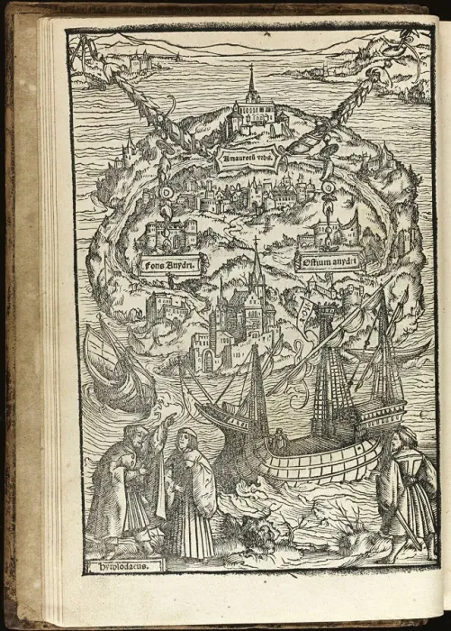 Framed Print : Utopia by Thomas More, 1518. Artist: Holbein, Ambrosius (1494-ca. 1520) Framed Print : Utopia by Thomas More, 1518. Artist: Holbein, Ambrosius (1494-ca. 1520)