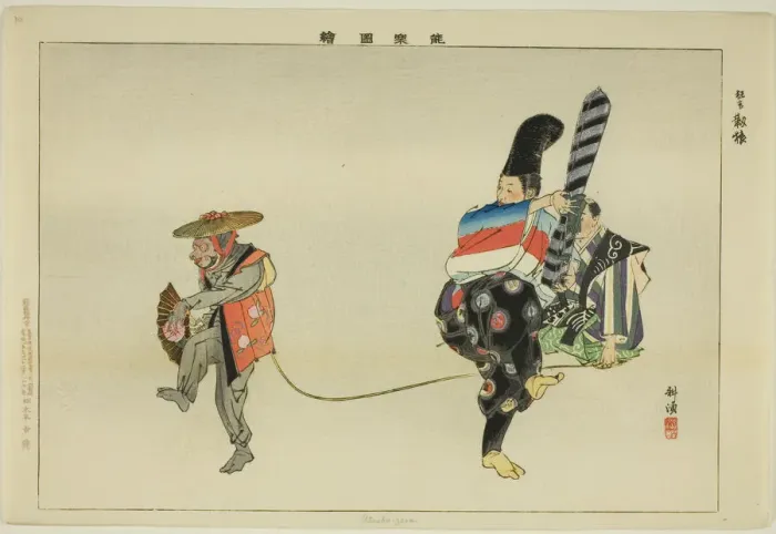 Framed Print : Utsubo-saru, from the series Pictures of No Performances (Nogaku Zue), 1898. Creator: Kogyo Tsukioka. Utsubo-saru, from the series Pictures of No Performances (Nogaku Zue), 1898. Creator: Kogyo Tsukioka Framed Print : Utsubo-saru, from the series Pictures of No Performances (Nogaku Zue), 1898. Creator: Kogyo Tsukioka. Utsubo-saru, from the series Pictures of No Performances (Nogaku Zue), 1898. Creator: Kogyo Tsukioka