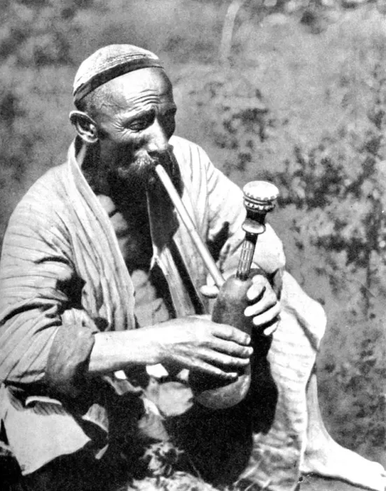 Framed Print : Uzbek man smoking calian, Samarkand, 1936 Framed Print : Uzbek man smoking calian, Samarkand, 1936