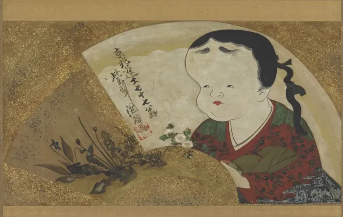Framed Print : Uzume (Okame) and flowers, 18th-19th century. Creator: Ogata Kenzan Framed Print : Uzume (Okame) and flowers, 18th-19th century. Creator: Ogata Kenzan