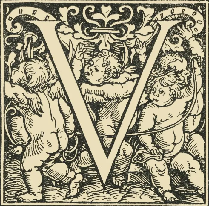 Framed Print : V - An Alphabet by Hans Weiditz, c1520-1521, (1908). Creator: Hans Weiditz Framed Print : V - An Alphabet by Hans Weiditz, c1520-1521, (1908). Creator: Hans Weiditz