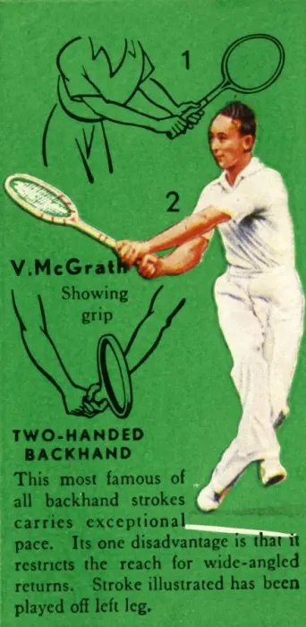 Framed Print : V. McGrath - Two-Handed Backhand, c1935. Creator: Unknown Framed Print : V. McGrath - Two-Handed Backhand, c1935. Creator: Unknown