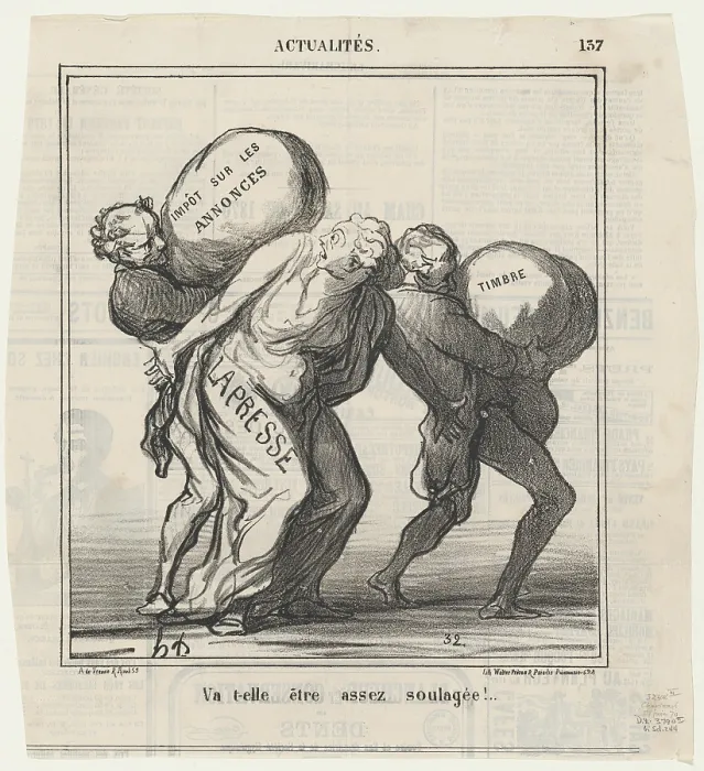 Framed Print : Va t-elle etre assez soulagee!, 1870. Creator: Honore Daumier Framed Print : Va t-elle etre assez soulagee!, 1870. Creator: Honore Daumier